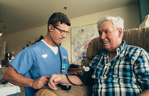 Patient receiving in-home healthcare