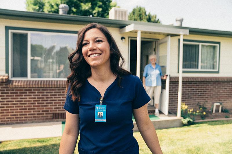 Nurse Quote young female nurse leaving a patient's home