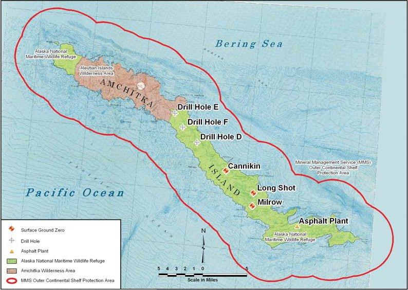 amchitka island nuclear test site locations